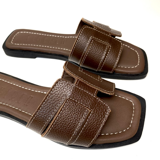 Sandalias Florencia en cuero - Chocolate