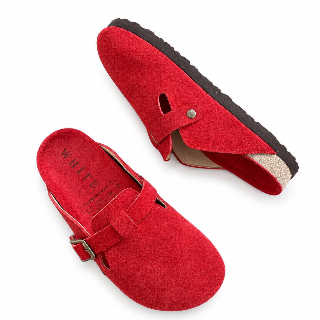 ZUECO CHLOE EN CUERO ROJO