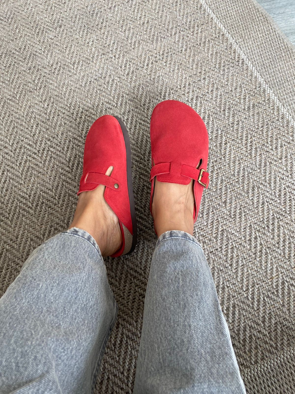 ZUECO CHLOE EN CUERO ROJO