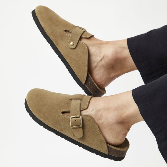 Zuecos Chloe en cuero - olive green