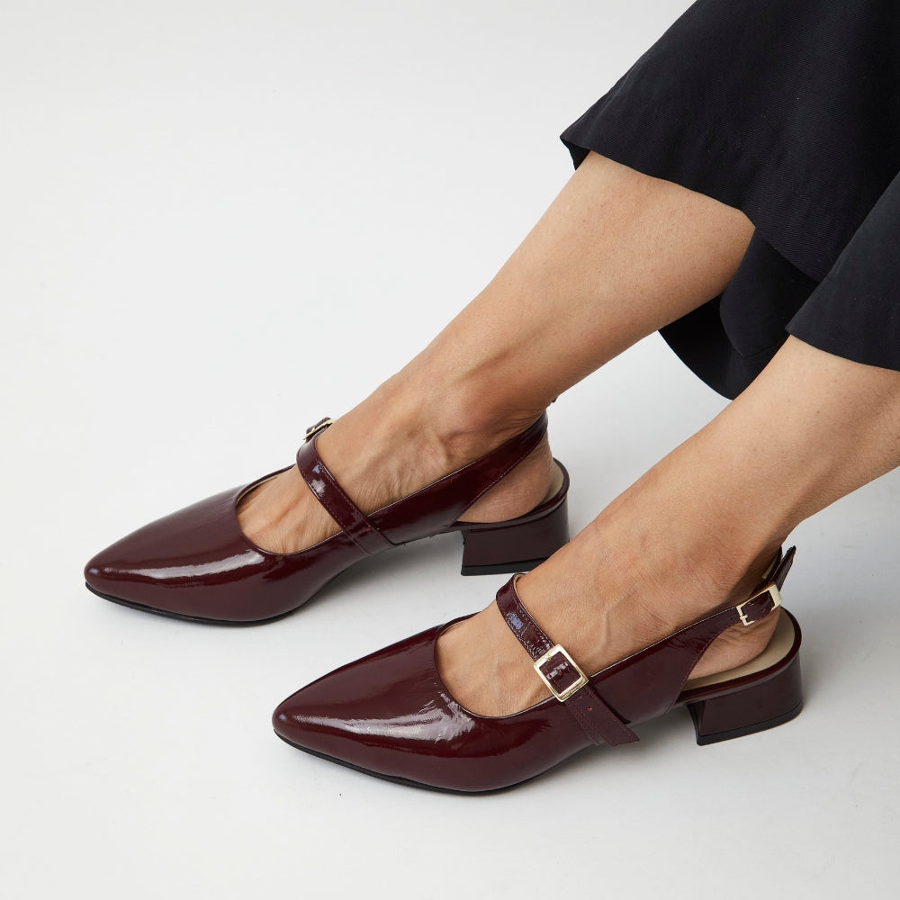 Slingbacks Zoe en cuero - Burgundy