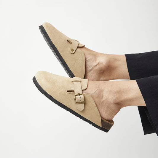 Zuecos Chloe en cuero - gold beige