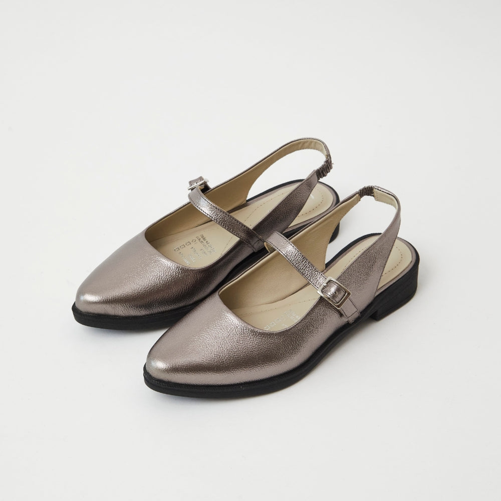 Slingbacks Mora en cuero - Peltre