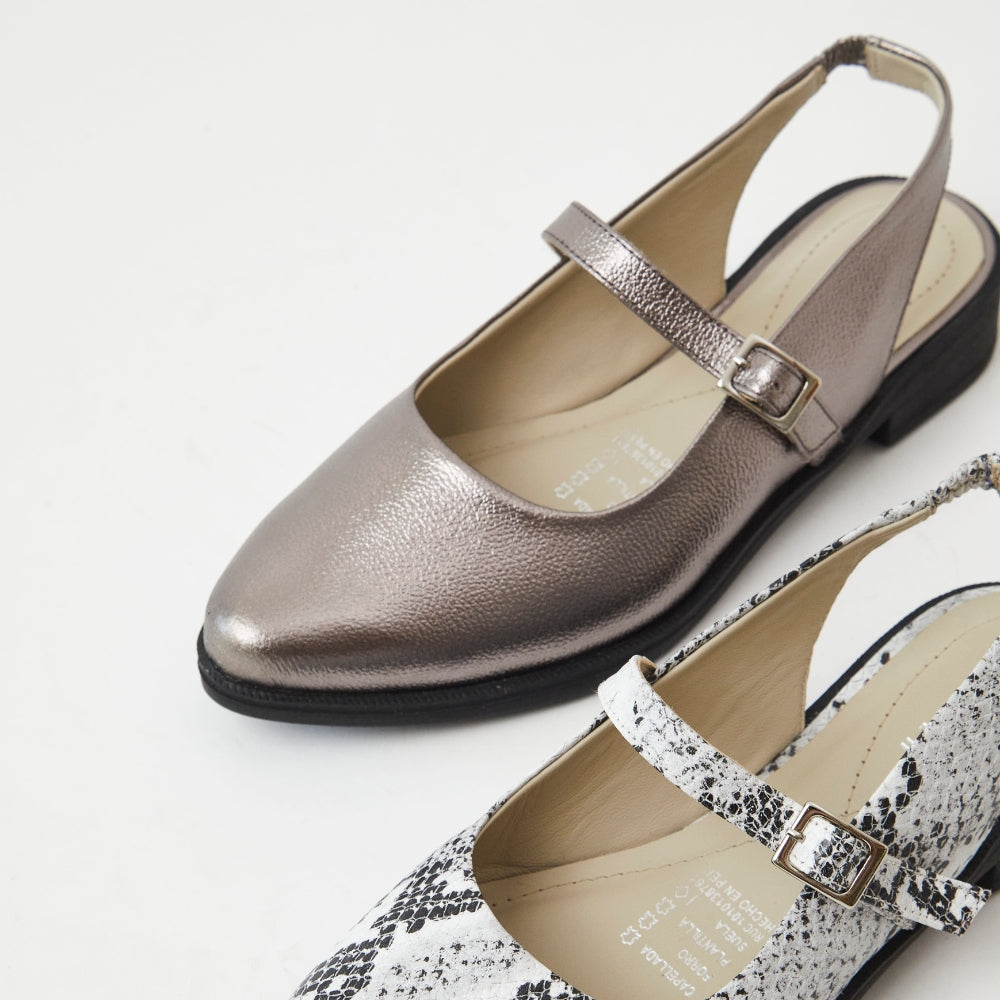 Slingbacks Mora en cuero - Peltre