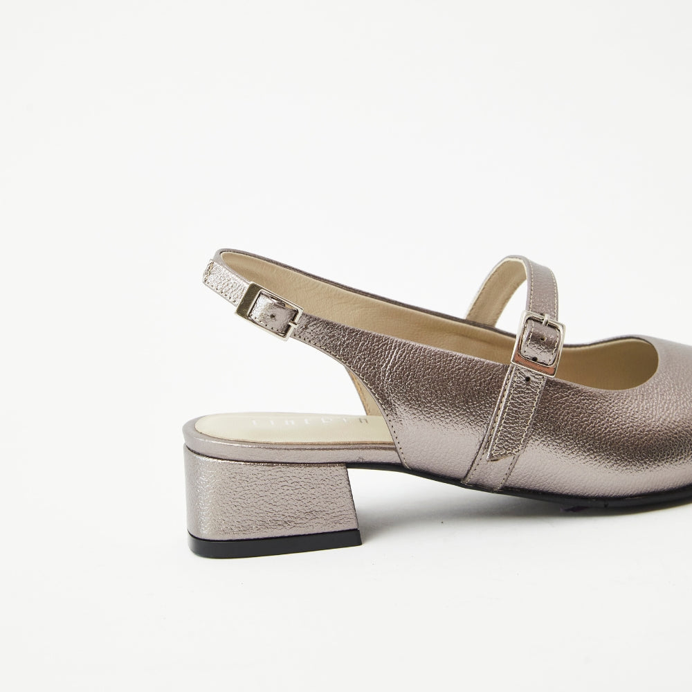 Slingbacks Zoe en cuero - Peltre