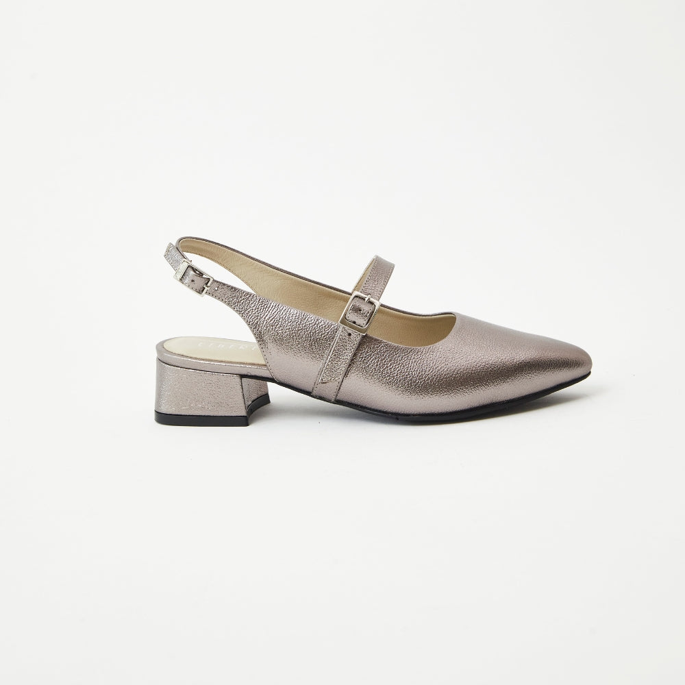 Slingbacks Zoe en cuero - Peltre