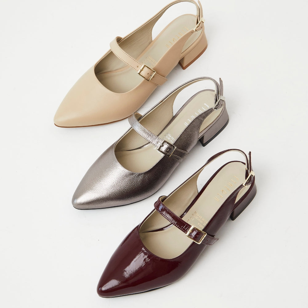 Slingbacks Zoe en cuero - Beige