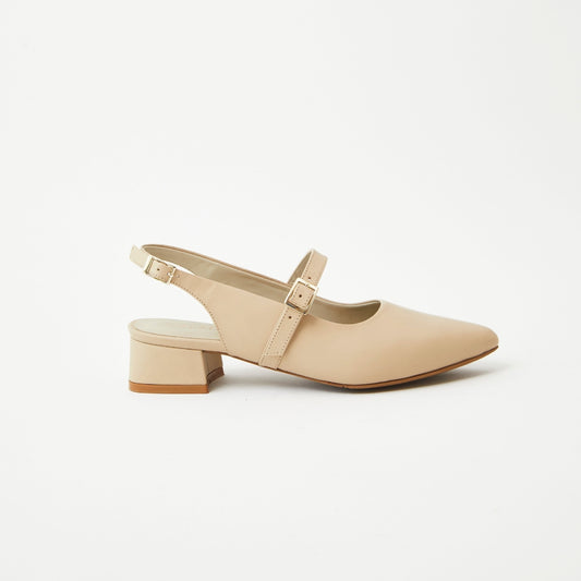 Slingbacks Zoe en cuero - Beige