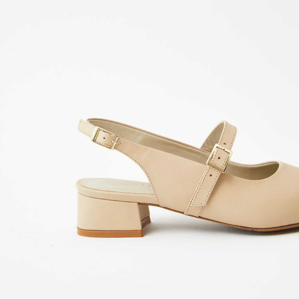 Slingbacks Zoe en cuero - Beige