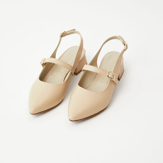 Slingbacks Zoe en cuero - Beige