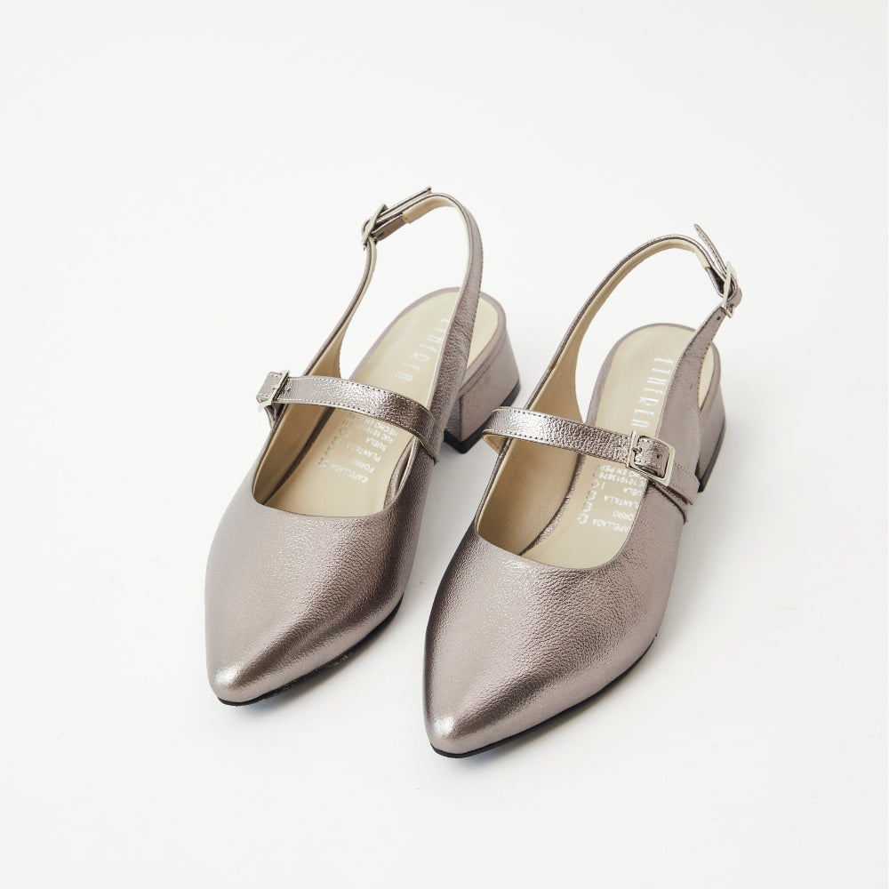 Slingbacks Zoe en cuero - Peltre