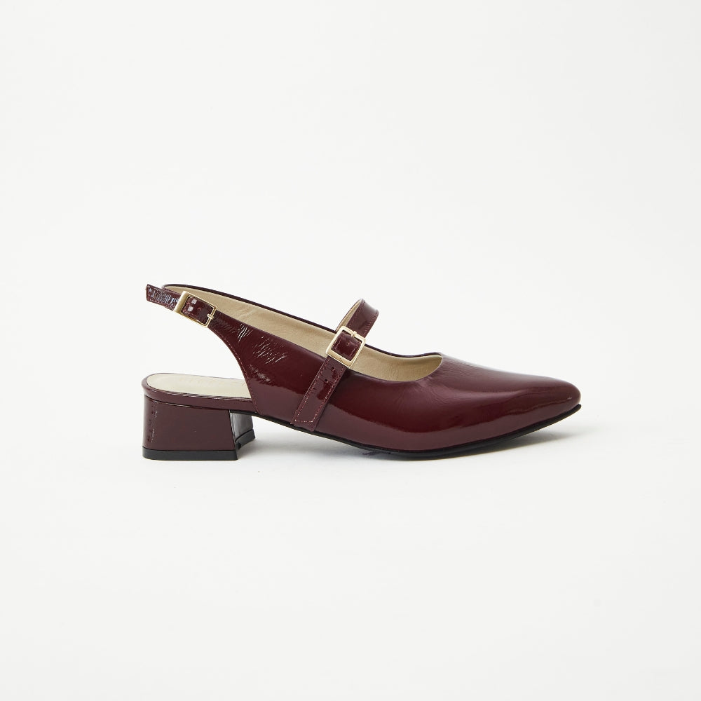 Slingbacks Zoe en cuero - Burgundy