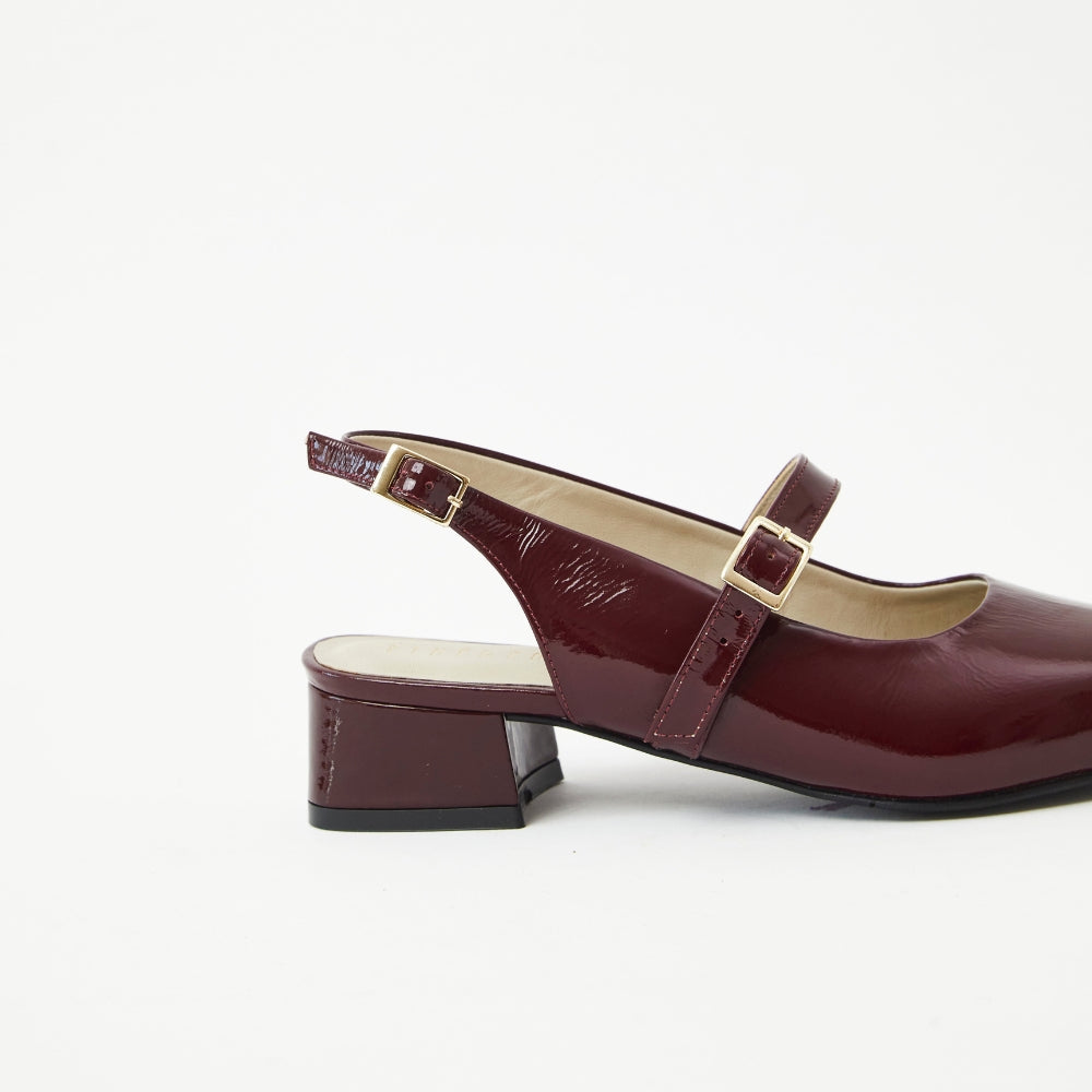 Slingbacks Zoe en cuero - Burgundy