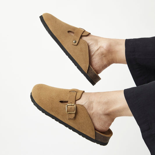 Zuecos Chloe en cuero - Kaqui