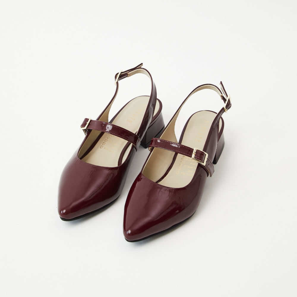 Slingbacks Zoe en cuero - Burgundy