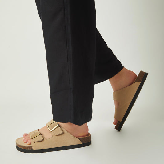 Sandalias Honey en cuero - beige