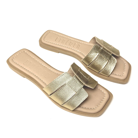 Sandalias Florencia en cuero - Dorado