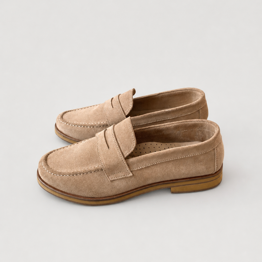 MOCASINES MARA DE CUERO BEIGE