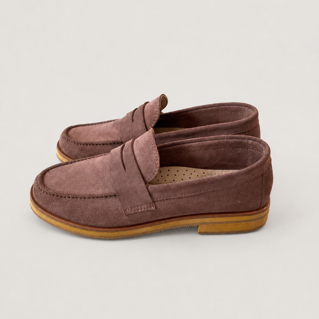MOCASINES MARA DE CUERO TOPO