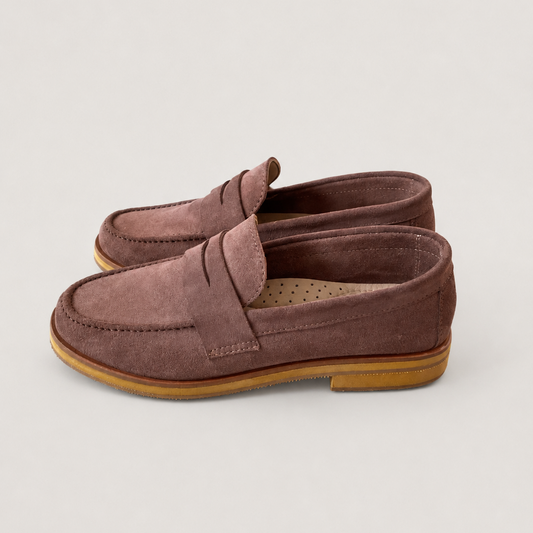 MOCASINES MARA DE CUERO TOPO