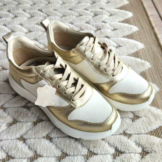 Zapatillas ALESSIA en cuero - Dorado